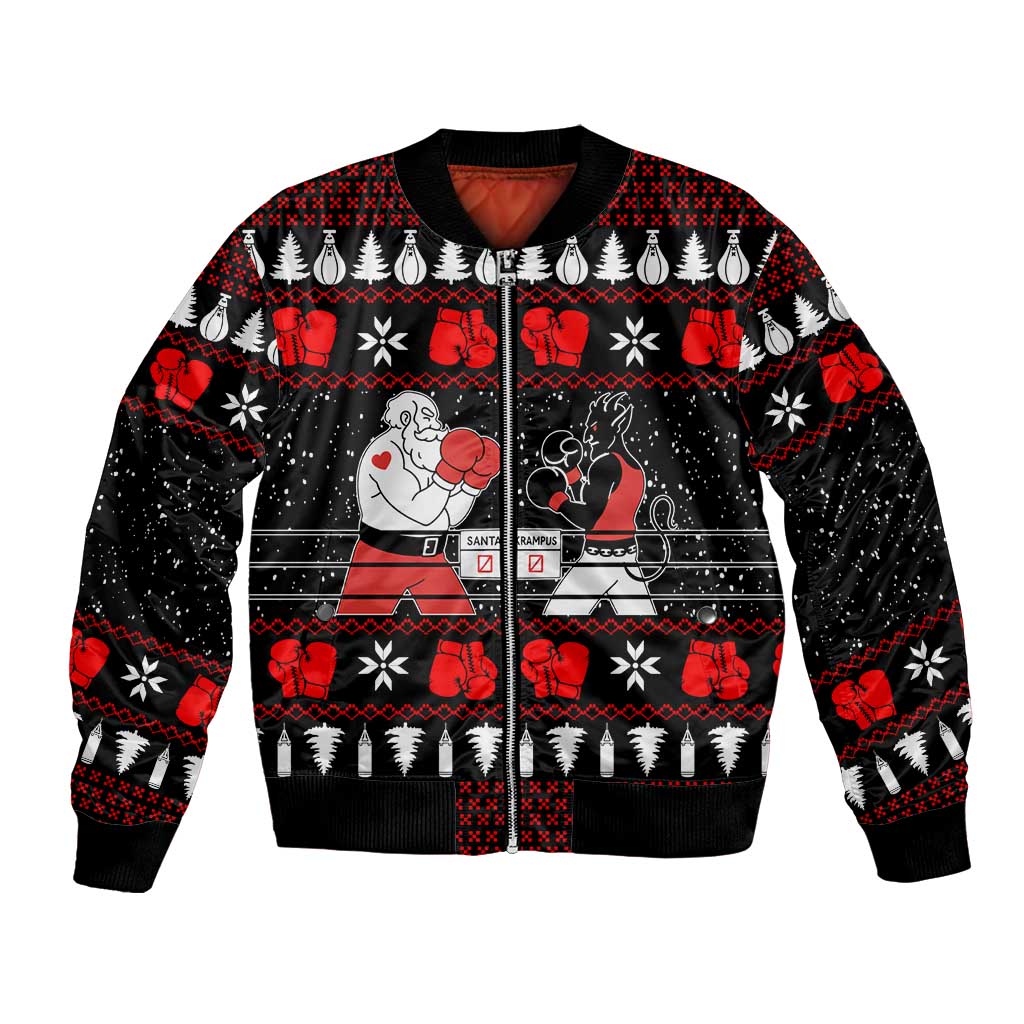 Christmas Boxing Santa And Krampus Bomber Jacket Xmas Holiday Patterns - Wonder Print Shop