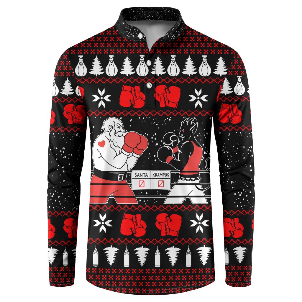 Christmas Boxing Santa And Krampus Button Sweatshirt Xmas Holiday Patterns - Wonder Print Shop