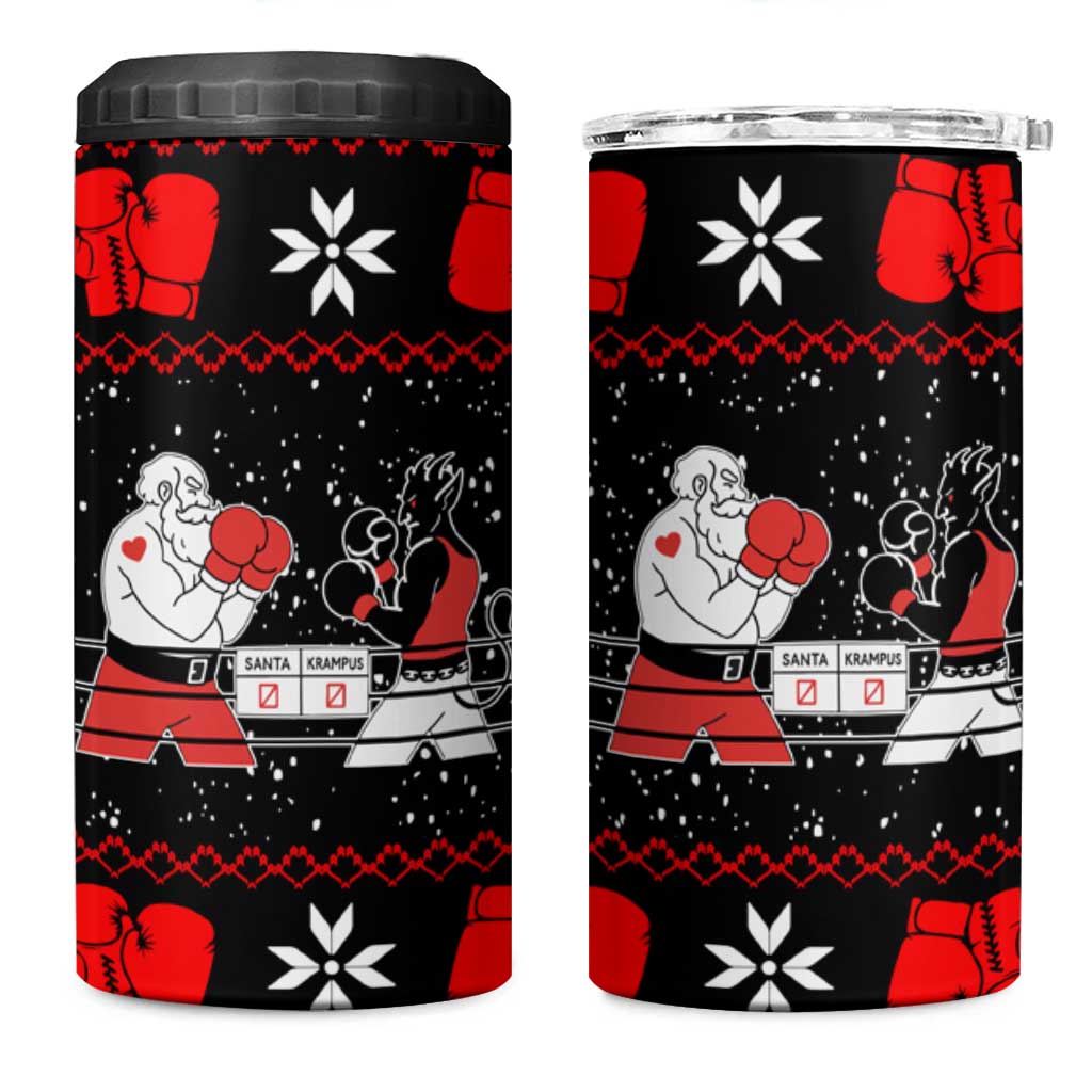 Christmas Boxing Santa And Krampus 4 in 1 Can Cooler Tumbler Xmas Holiday Patterns - Wonder Print Shop