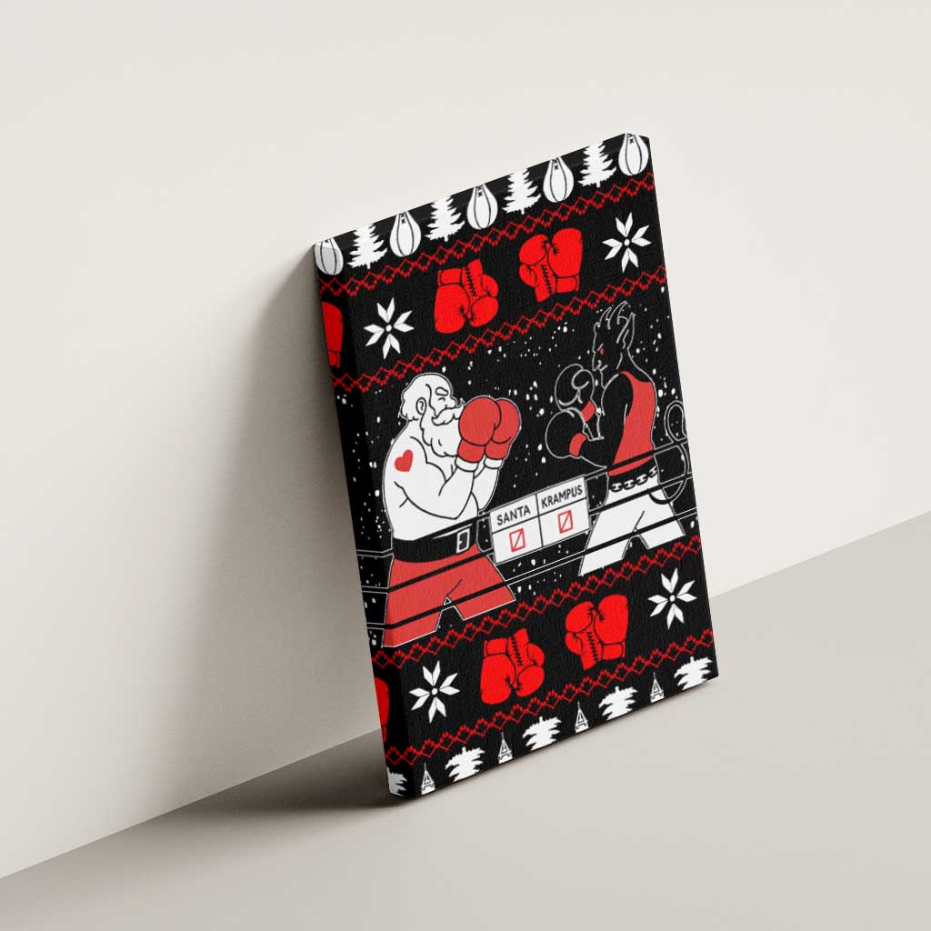 Christmas Boxing Santa And Krampus Canvas Wall Art Xmas Holiday Patterns - Wonder Print Shop