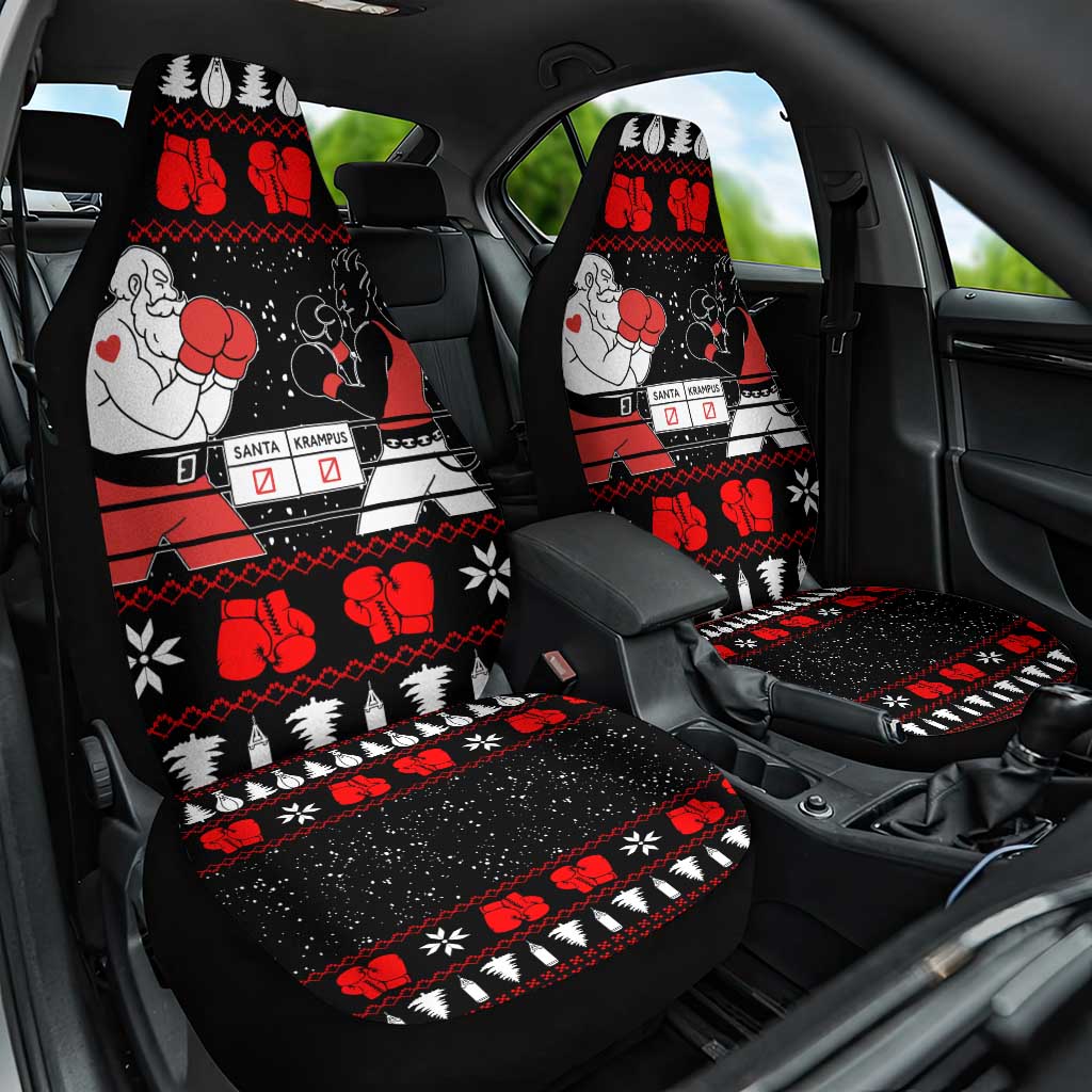 Christmas Boxing Santa And Krampus Car Seat Cover Xmas Holiday Patterns - Wonder Print Shop