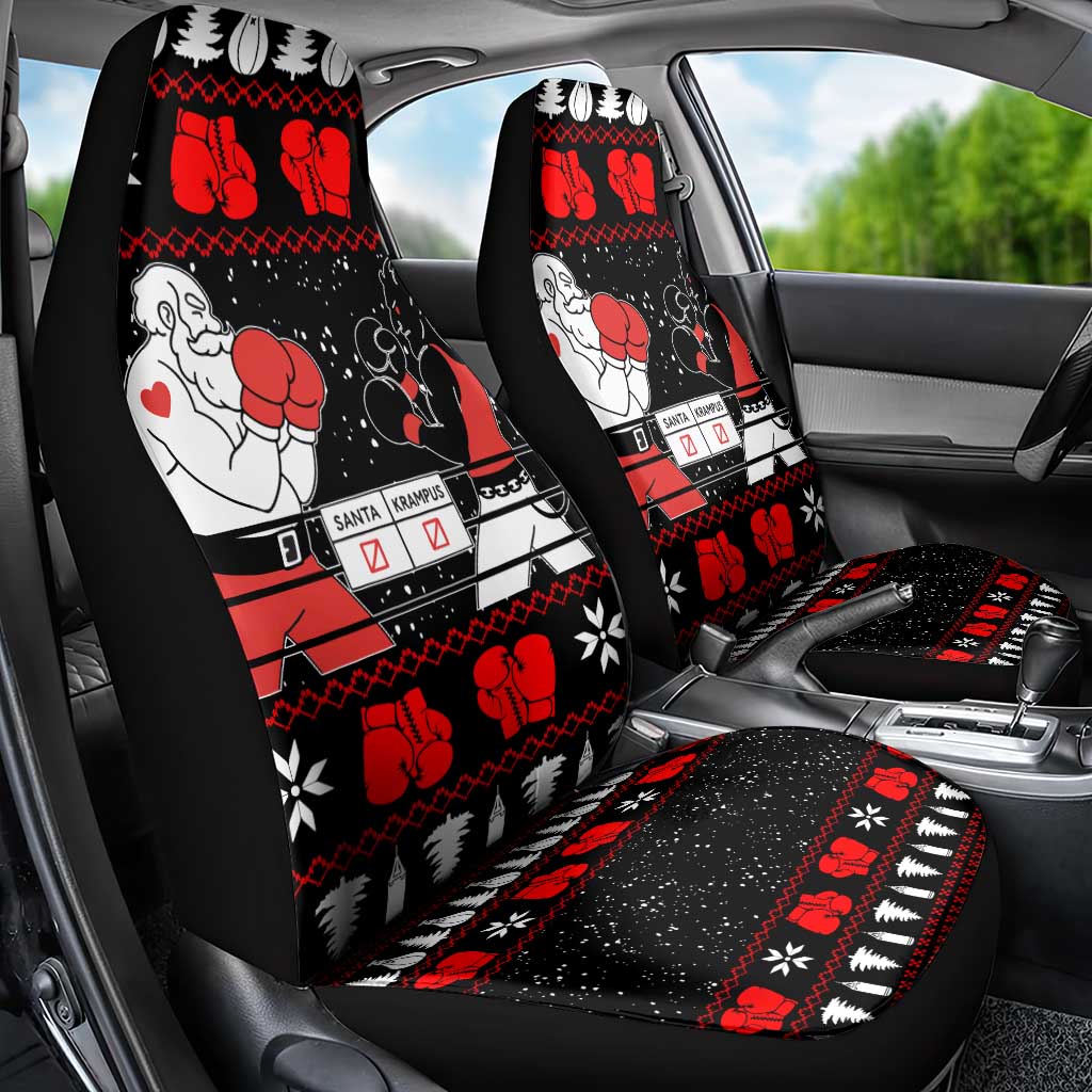 Christmas Boxing Santa And Krampus Car Seat Cover Xmas Holiday Patterns - Wonder Print Shop