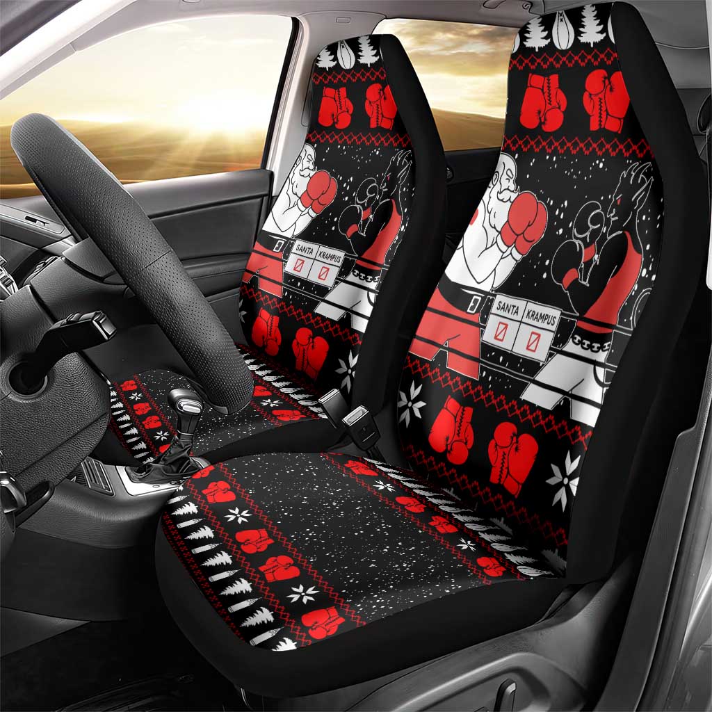 Christmas Boxing Santa And Krampus Car Seat Cover Xmas Holiday Patterns - Wonder Print Shop