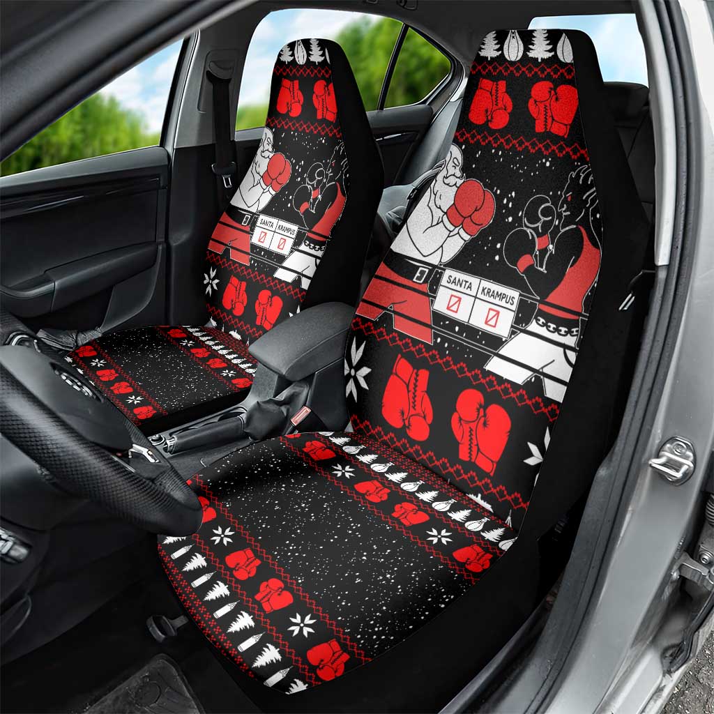 Christmas Boxing Santa And Krampus Car Seat Cover Xmas Holiday Patterns - Wonder Print Shop