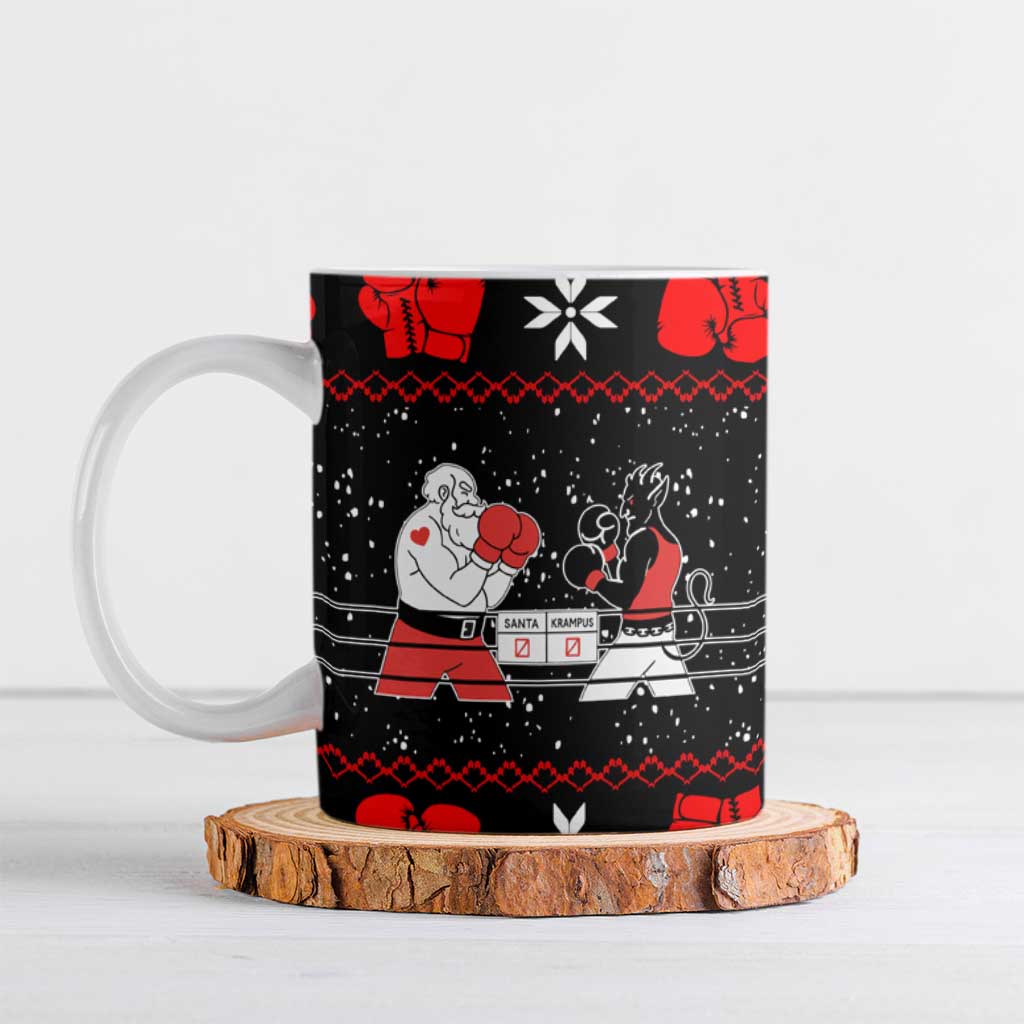 Christmas Boxing Santa And Krampus Ceramic Mug Xmas Holiday Patterns - Wonder Print Shop
