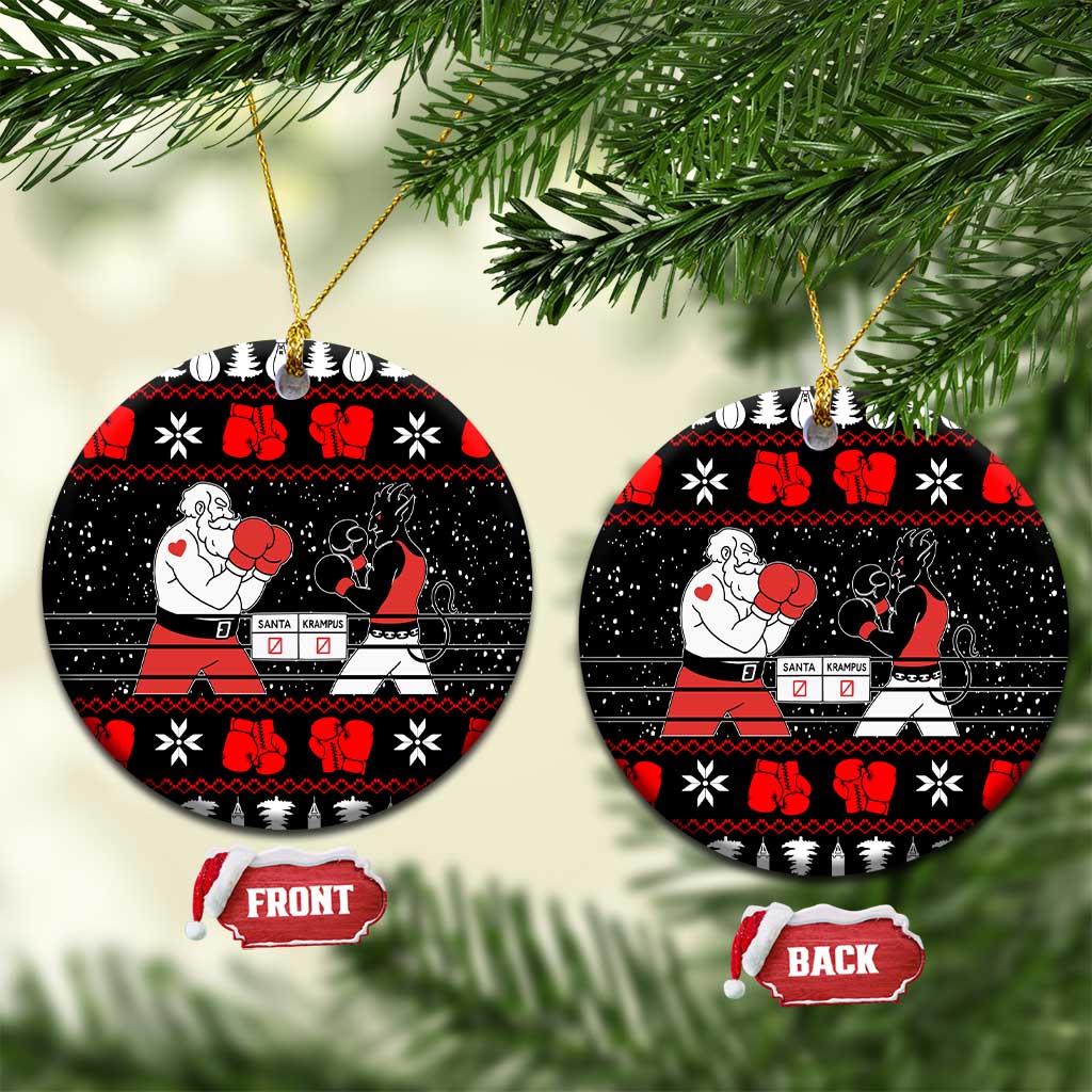 Christmas Boxing Santa And Krampus Ceramic Ornament Xmas Holiday Patterns - Wonder Print Shop