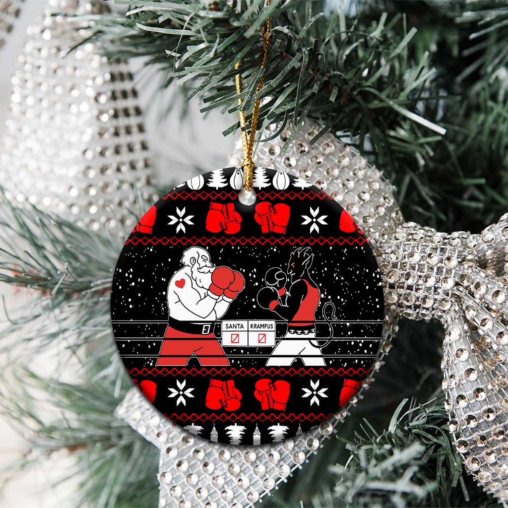 Christmas Boxing Santa And Krampus Ceramic Ornament Xmas Holiday Patterns - Wonder Print Shop