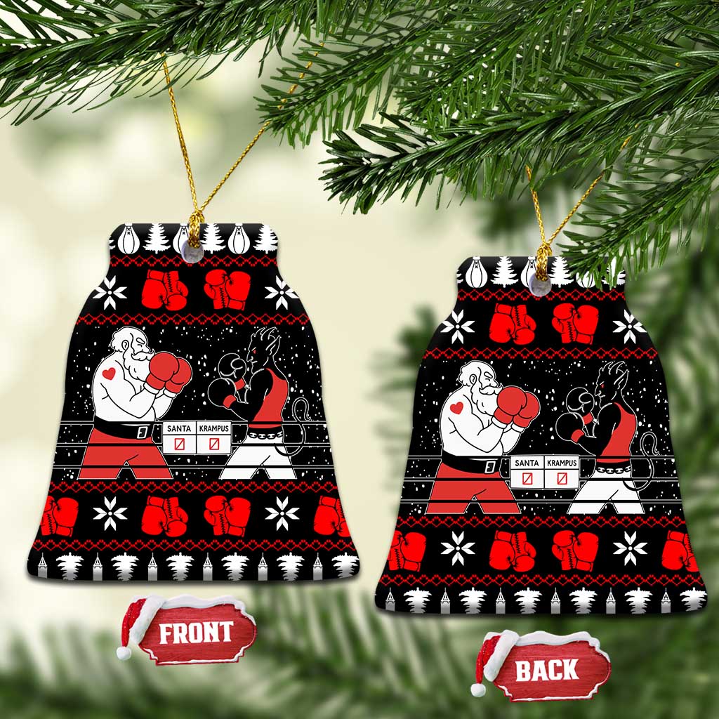 Christmas Boxing Santa And Krampus Ceramic Ornament Xmas Holiday Patterns - Wonder Print Shop