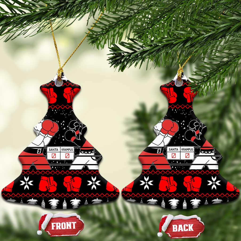 Christmas Boxing Santa And Krampus Ceramic Ornament Xmas Holiday Patterns - Wonder Print Shop
