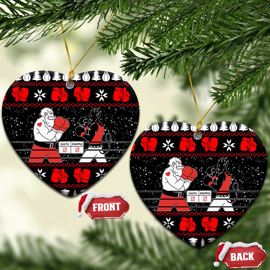 Christmas Boxing Santa And Krampus Ceramic Ornament Xmas Holiday Patterns - Wonder Print Shop