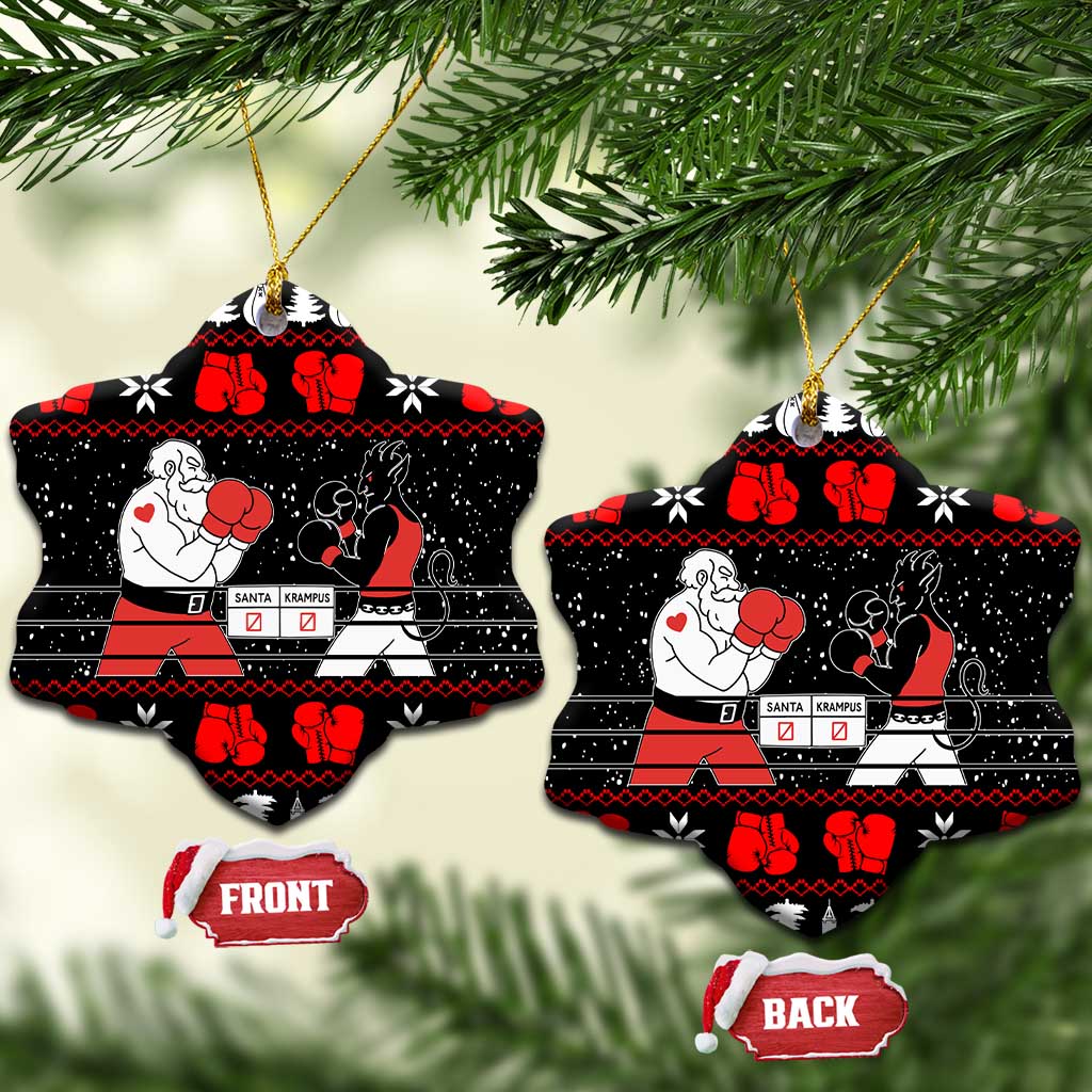 Christmas Boxing Santa And Krampus Ceramic Ornament Xmas Holiday Patterns - Wonder Print Shop