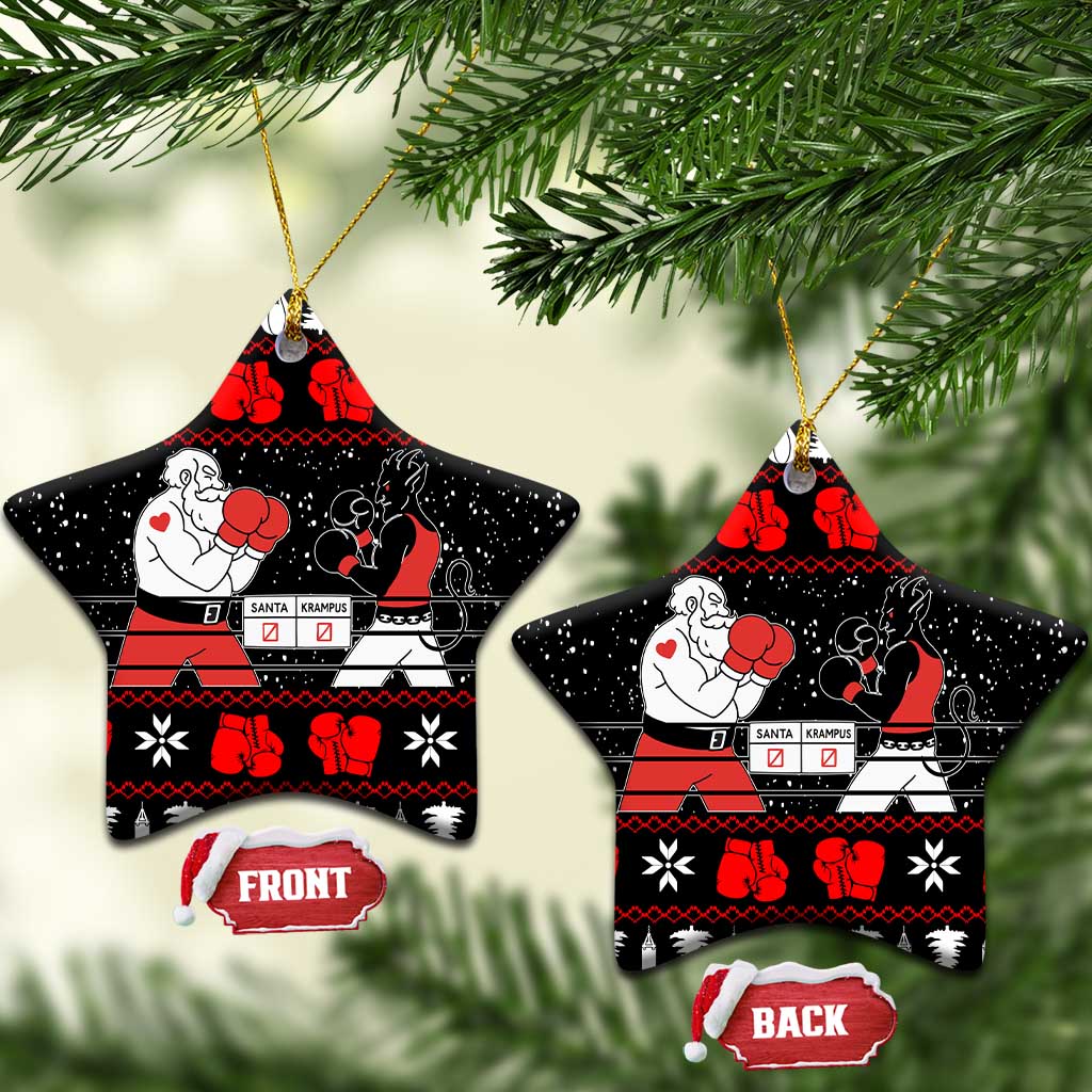 Christmas Boxing Santa And Krampus Ceramic Ornament Xmas Holiday Patterns - Wonder Print Shop