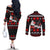 Christmas Boxing Santa And Krampus Couples Matching Off The Shoulder Long Sleeve Dress and Long Sleeve Button Shirt Xmas Holiday Patterns - Wonder Print Shop
