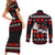 Christmas Boxing Santa And Krampus Couples Matching Short Sleeve Bodycon Dress and Long Sleeve Button Shirt Xmas Holiday Patterns - Wonder Print Shop