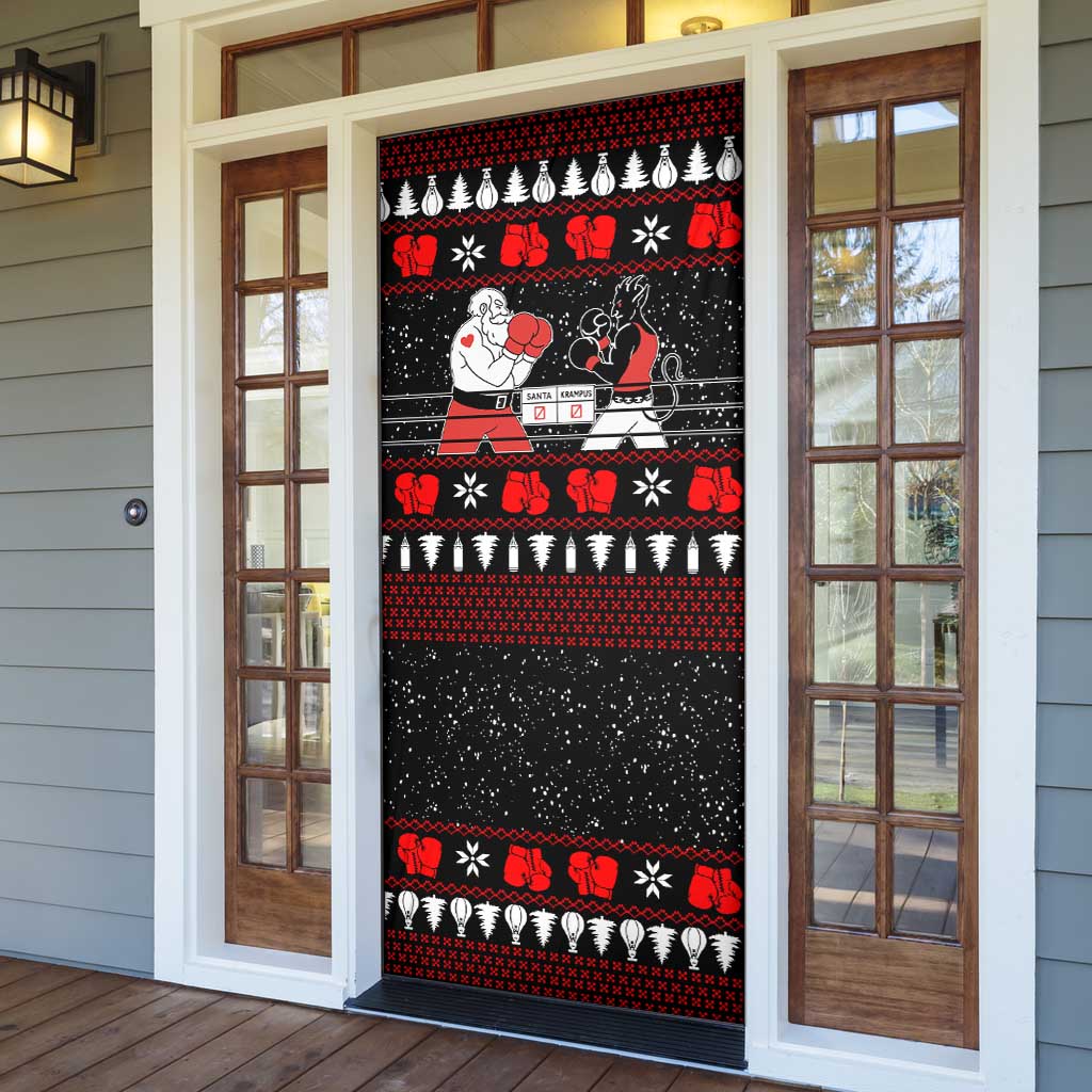 Christmas Boxing Santa And Krampus Door Cover Xmas Holiday Patterns - Wonder Print Shop