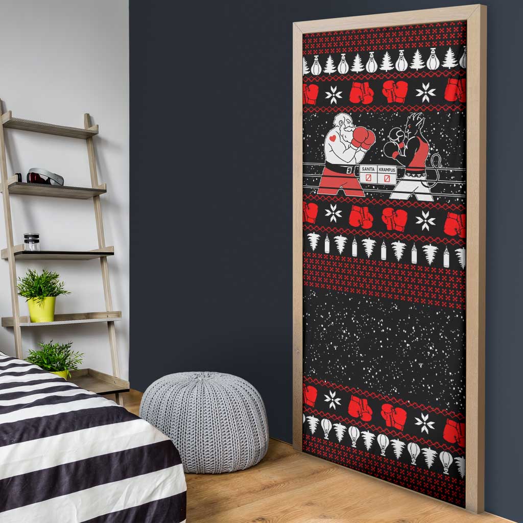 Christmas Boxing Santa And Krampus Door Cover Xmas Holiday Patterns - Wonder Print Shop