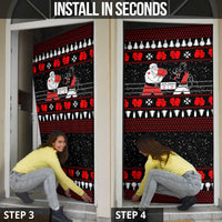 Christmas Boxing Santa And Krampus Door Cover Xmas Holiday Patterns - Wonder Print Shop