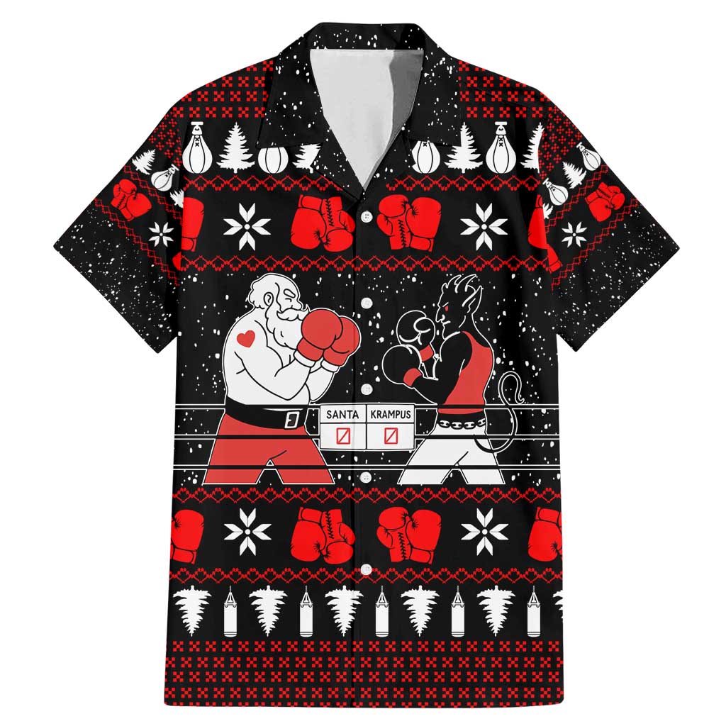 Christmas Boxing Santa And Krampus Family Matching Mermaid Dress and Hawaiian Shirt Xmas Holiday Patterns - Wonder Print Shop