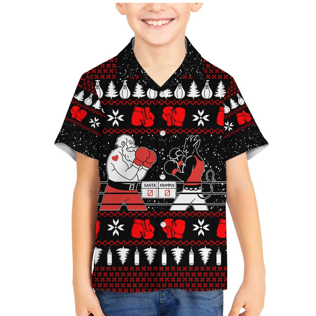 Christmas Boxing Santa And Krampus Family Matching Mermaid Dress and Hawaiian Shirt Xmas Holiday Patterns - Wonder Print Shop