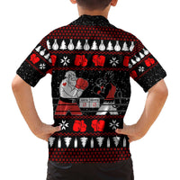 Christmas Boxing Santa And Krampus Family Matching Off The Shoulder Long Sleeve Dress and Hawaiian Shirt Xmas Holiday Patterns - Wonder Print Shop