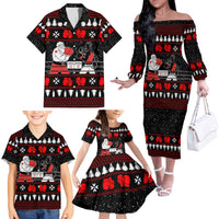 Christmas Boxing Santa And Krampus Family Matching Off The Shoulder Long Sleeve Dress and Hawaiian Shirt Xmas Holiday Patterns - Wonder Print Shop