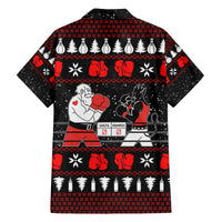 Christmas Boxing Santa And Krampus Family Matching Off The Shoulder Long Sleeve Dress and Hawaiian Shirt Xmas Holiday Patterns - Wonder Print Shop