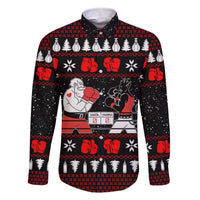 Christmas Boxing Santa And Krampus Family Matching Off The Shoulder Long Sleeve Dress and Hawaiian Shirt Xmas Holiday Patterns - Wonder Print Shop