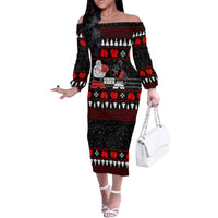 Christmas Boxing Santa And Krampus Family Matching Off The Shoulder Long Sleeve Dress and Hawaiian Shirt Xmas Holiday Patterns - Wonder Print Shop