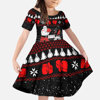 Christmas Boxing Santa And Krampus Family Matching Off Shoulder Maxi Dress and Hawaiian Shirt Xmas Holiday Patterns - Wonder Print Shop