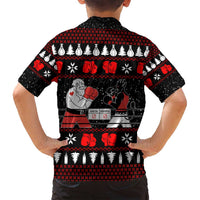 Christmas Boxing Santa And Krampus Family Matching Off Shoulder Short Dress and Hawaiian Shirt Xmas Holiday Patterns - Wonder Print Shop