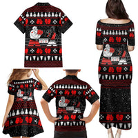 Christmas Boxing Santa And Krampus Family Matching Puletasi and Hawaiian Shirt Xmas Holiday Patterns - Wonder Print Shop