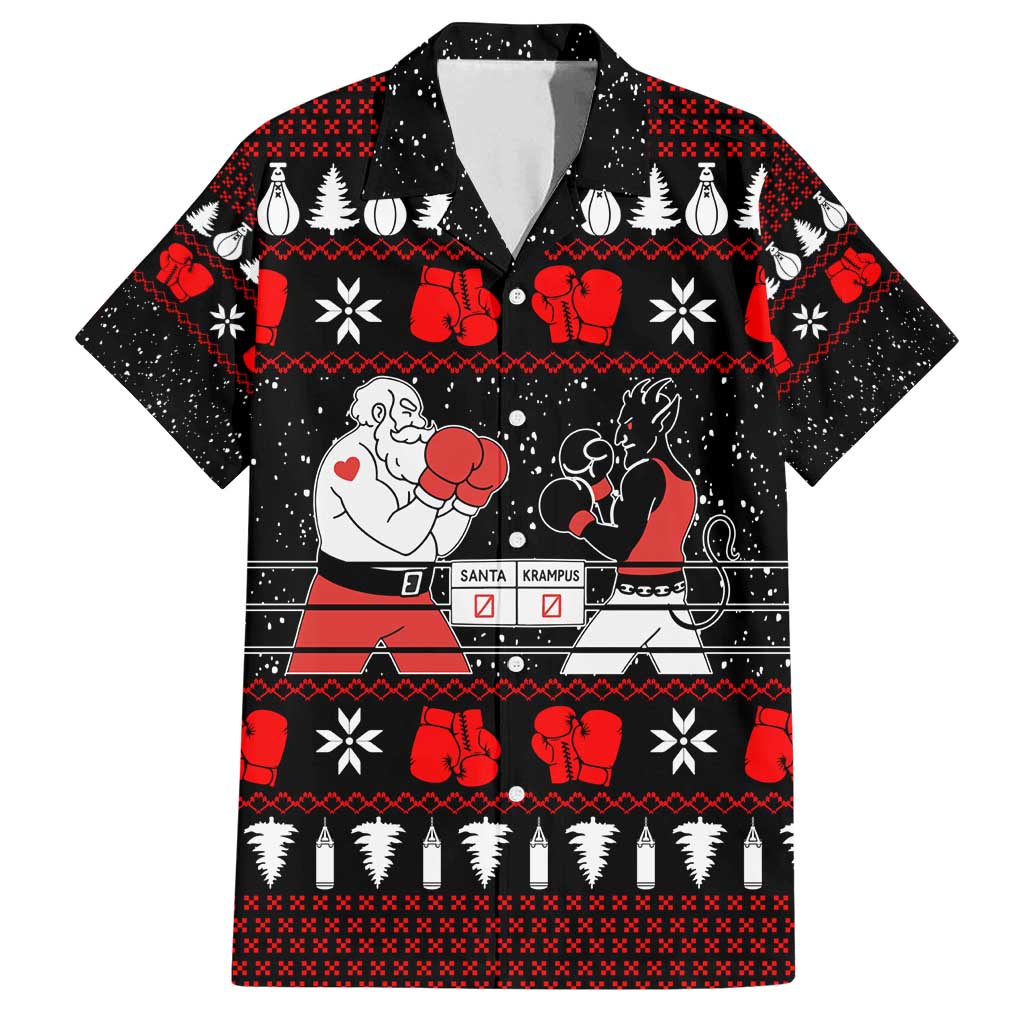 Christmas Boxing Santa And Krampus Family Matching Puletasi and Hawaiian Shirt Xmas Holiday Patterns - Wonder Print Shop