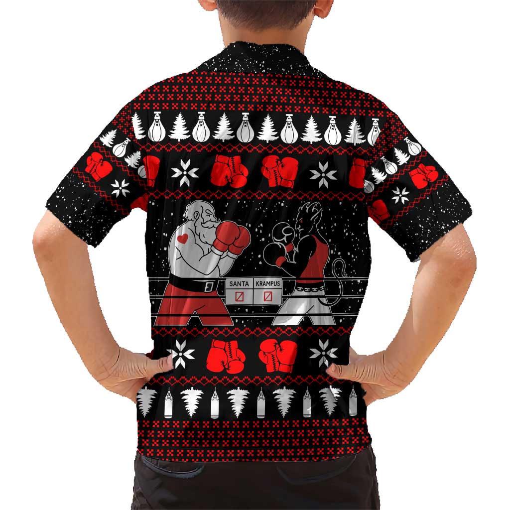 Christmas Boxing Santa And Krampus Family Matching Short Sleeve Bodycon Dress and Hawaiian Shirt Xmas Holiday Patterns - Wonder Print Shop