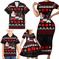 Christmas Boxing Santa And Krampus Family Matching Short Sleeve Bodycon Dress and Hawaiian Shirt Xmas Holiday Patterns - Wonder Print Shop