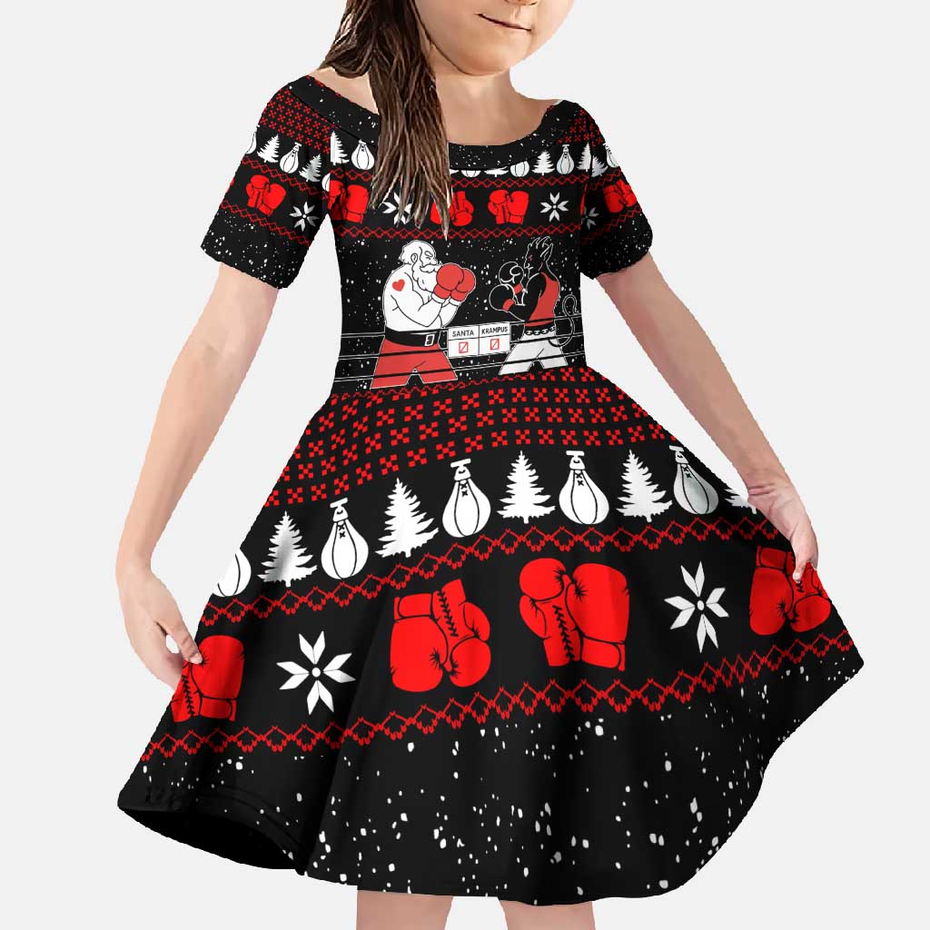 Christmas Boxing Santa And Krampus Family Matching Summer Maxi Dress and Hawaiian Shirt Xmas Holiday Patterns - Wonder Print Shop