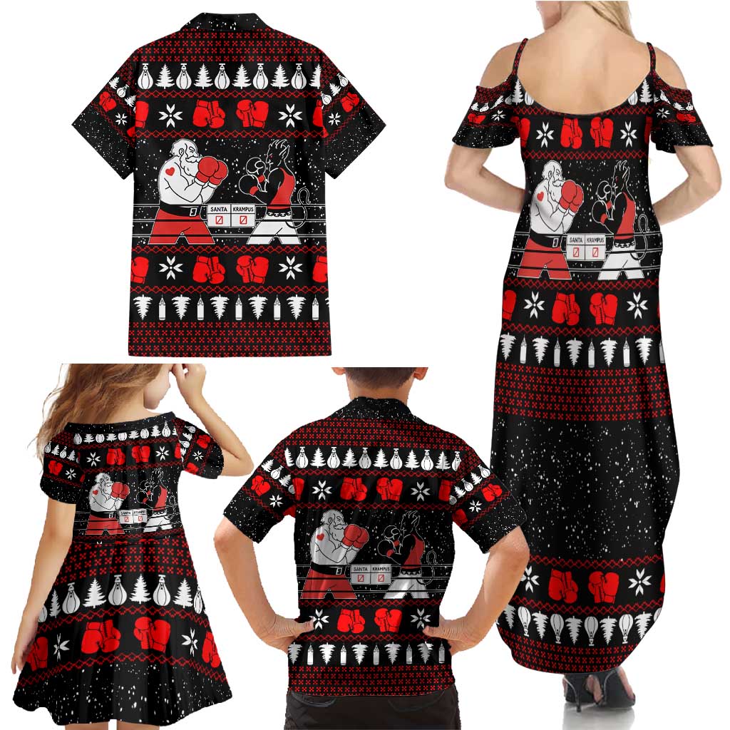 Christmas Boxing Santa And Krampus Family Matching Summer Maxi Dress and Hawaiian Shirt Xmas Holiday Patterns - Wonder Print Shop