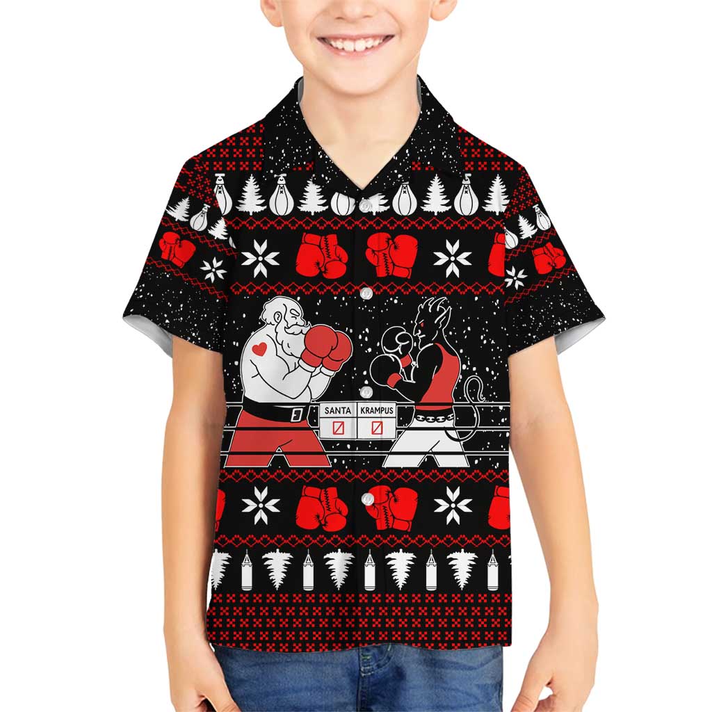 Christmas Boxing Santa And Krampus Family Matching Summer Maxi Dress and Hawaiian Shirt Xmas Holiday Patterns - Wonder Print Shop
