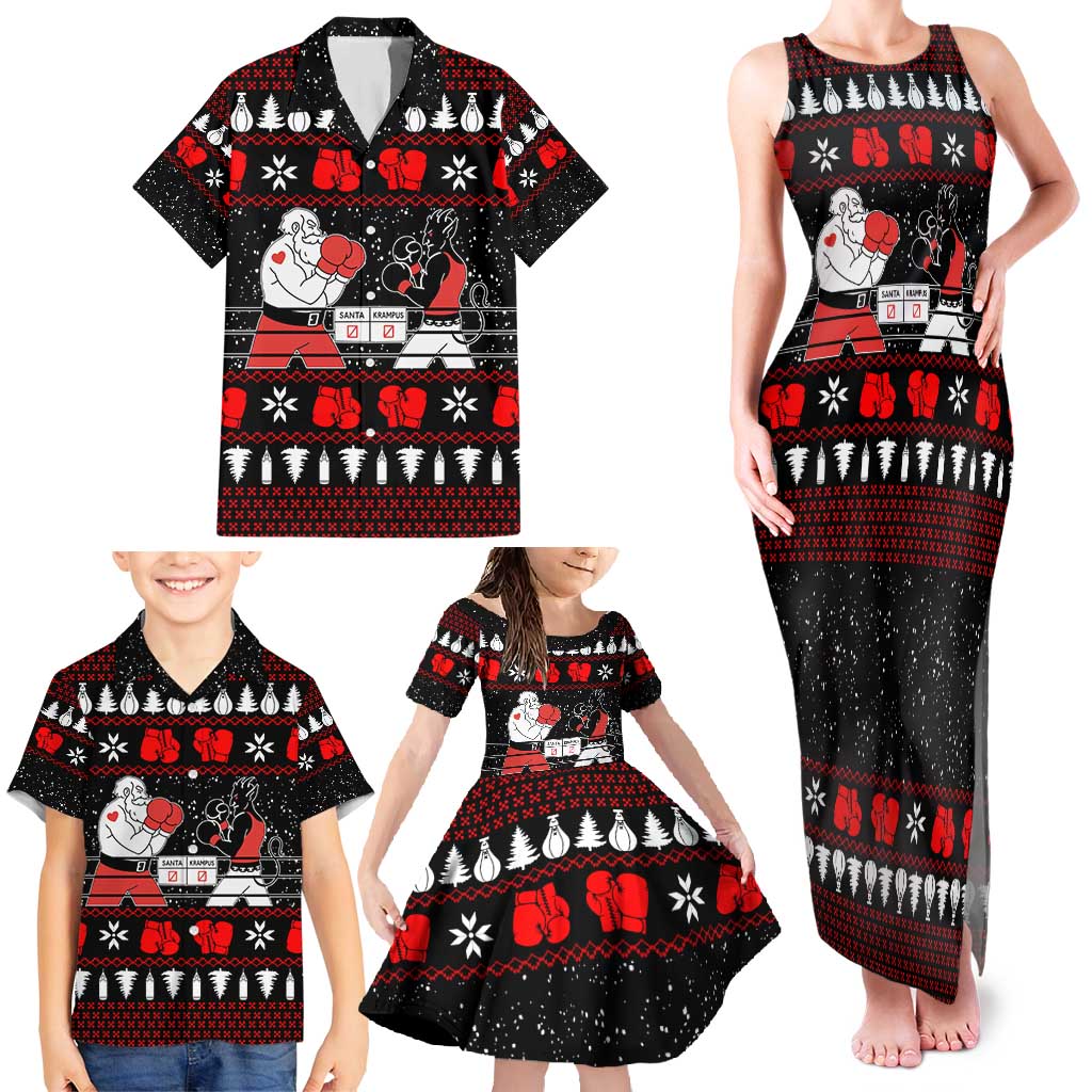 Christmas Boxing Santa And Krampus Family Matching Tank Maxi Dress and Hawaiian Shirt Xmas Holiday Patterns - Wonder Print Shop