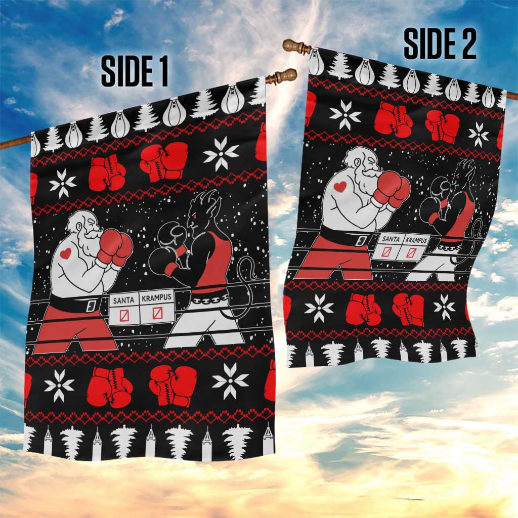 Christmas Boxing Santa And Krampus Garden Flag Xmas Holiday Patterns - Wonder Print Shop