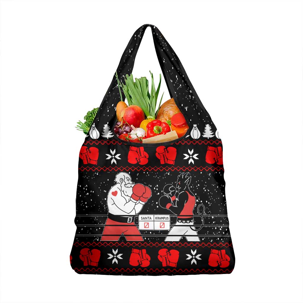 Christmas Boxing Santa And Krampus Grocery Bag Xmas Holiday Patterns - Wonder Print Shop