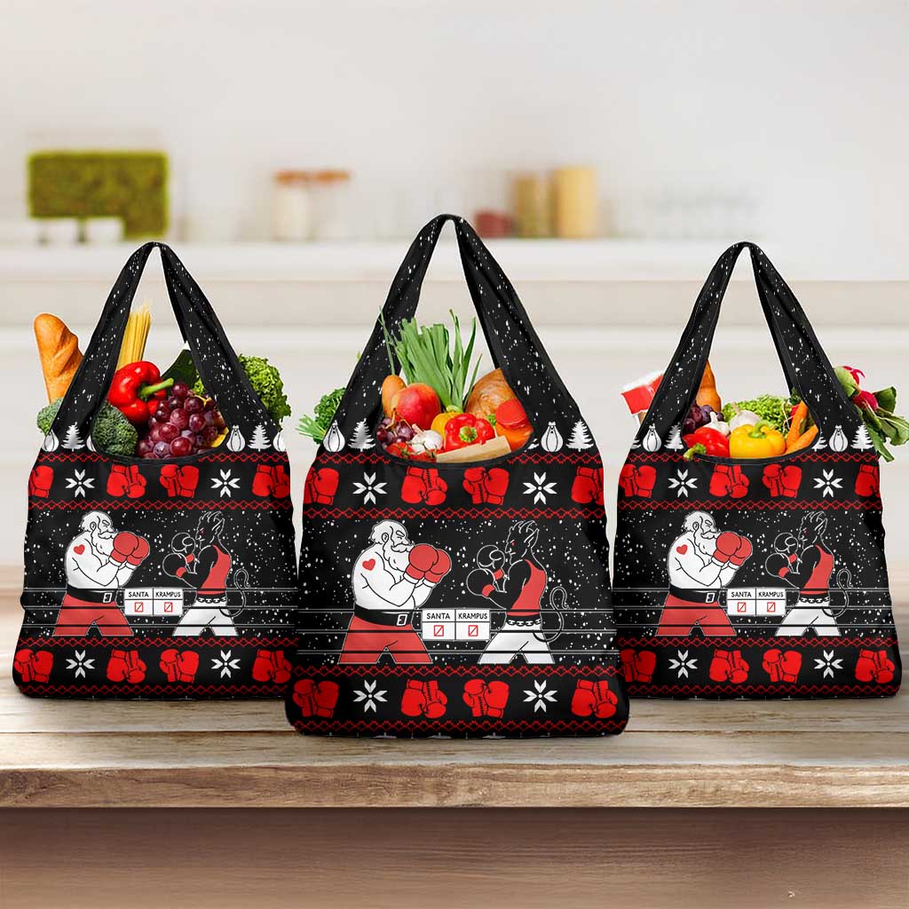 Christmas Boxing Santa And Krampus Grocery Bag Xmas Holiday Patterns - Wonder Print Shop