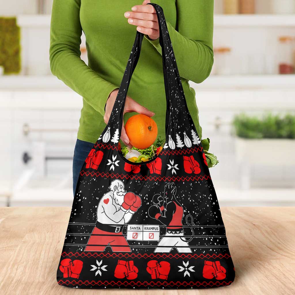 Christmas Boxing Santa And Krampus Grocery Bag Xmas Holiday Patterns - Wonder Print Shop
