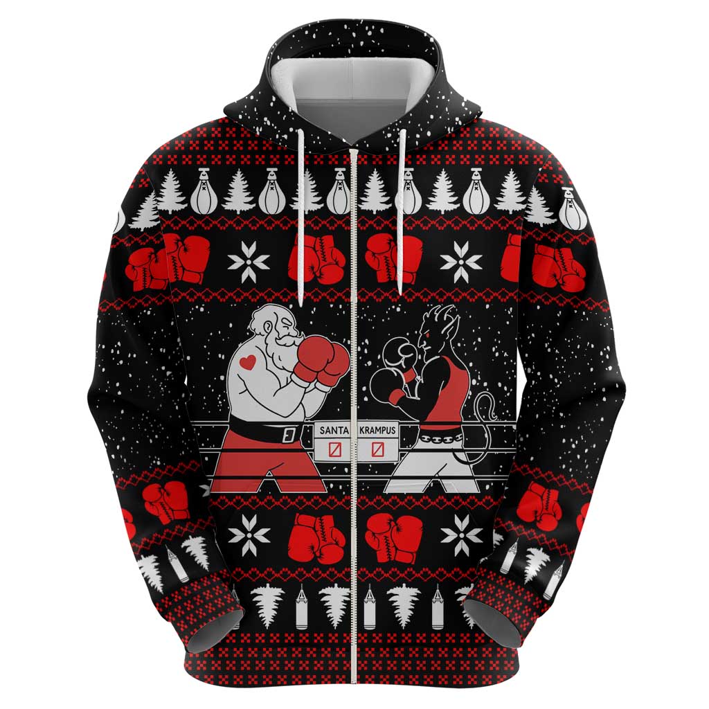 Christmas Boxing Santa And Krampus Hoodie Xmas Holiday Patterns - Wonder Print Shop