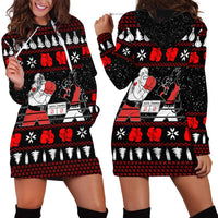 Christmas Boxing Santa And Krampus Hoodie Dress Xmas Holiday Patterns - Wonder Print Shop