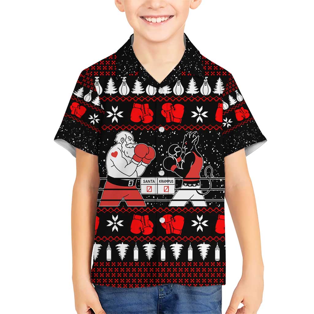 Christmas Boxing Santa And Krampus Kid Hawaiian Shirt Xmas Holiday Patterns - Wonder Print Shop
