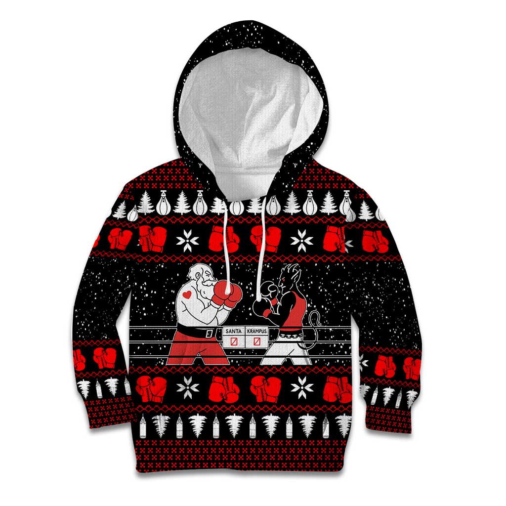 Christmas Boxing Santa And Krampus Kid Hoodie Xmas Holiday Patterns - Wonder Print Shop