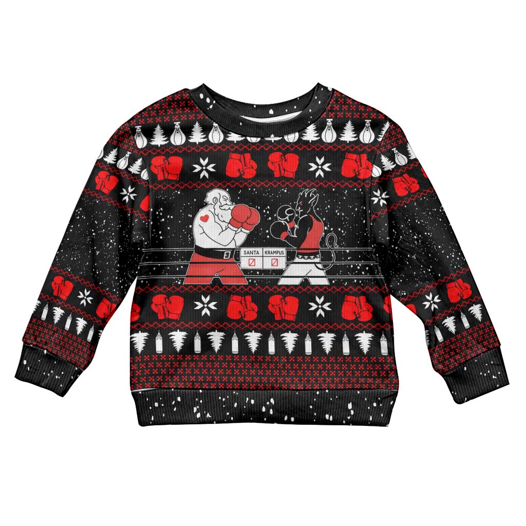 Christmas Boxing Santa And Krampus Kid Ugly Christmas Sweater Xmas Holiday Patterns - Wonder Print Shop