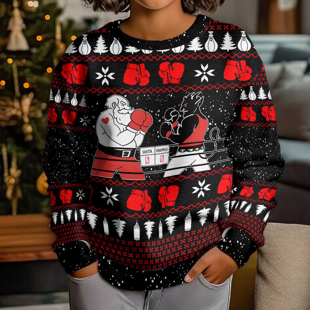 Christmas Boxing Santa And Krampus Kid Ugly Christmas Sweater Xmas Holiday Patterns - Wonder Print Shop
