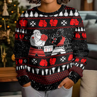 Christmas Boxing Santa And Krampus Kid Ugly Christmas Sweater Xmas Holiday Patterns - Wonder Print Shop