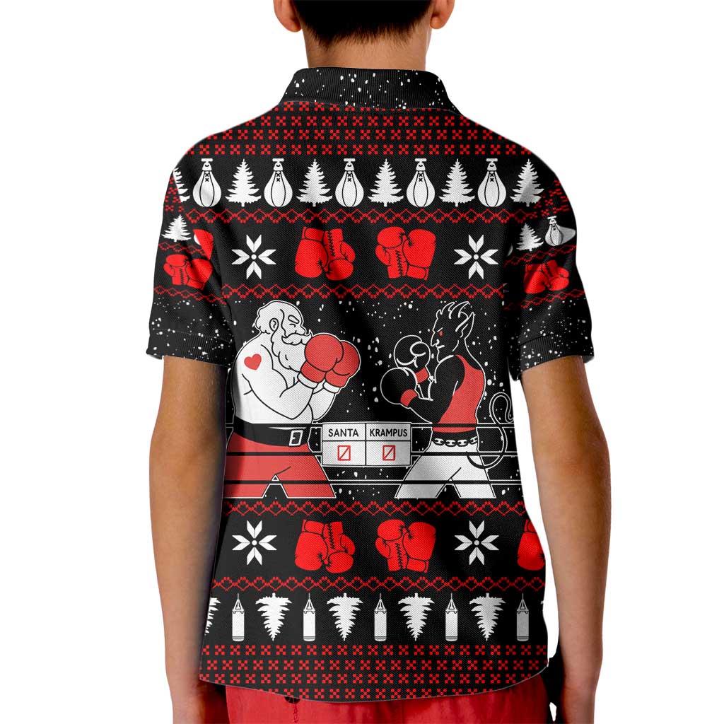 Christmas Boxing Santa And Krampus Kid Polo Shirt Xmas Holiday Patterns - Wonder Print Shop